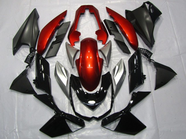 Rabatt Kawasaki Z1000 Motorrad Verkleidung 2010-2013 - Rot Silber Glanzendes Schwarz