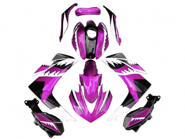Rabatt Yamaha R3 Motorrad Verkleidung 2015-2018 - Rosa Weiss Glanzendes Schwarz Hai