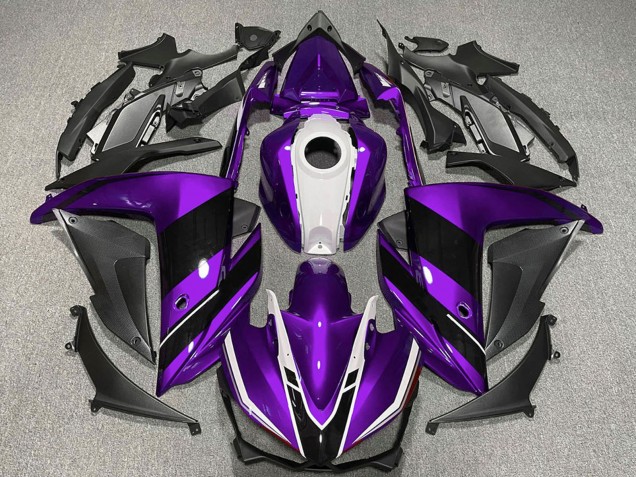 Rabatt Yamaha R3 Motorrad Verkleidung 2015-2018 - Lila Weiss Glanzendes Schwarz