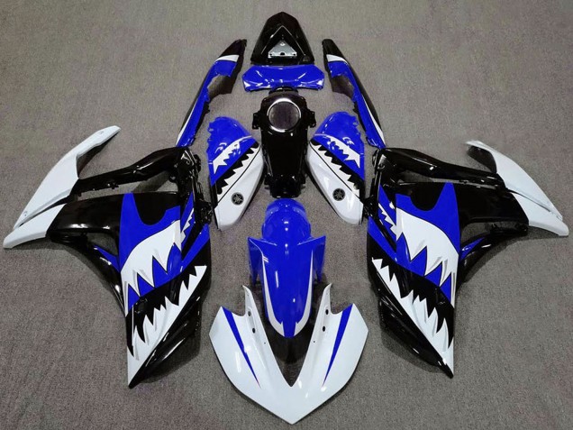 Rabatt Yamaha R3 Motorrad Verkleidung 2015-2018 - Weiss Blau Schwarz Hai