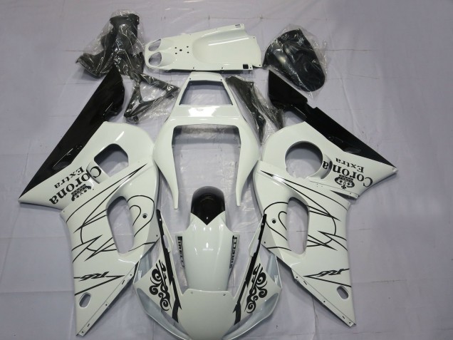 Rabatt Yamaha R6 Motorrad Verkleidung 1998-2002 - Weiss Schwarz Corona Motul