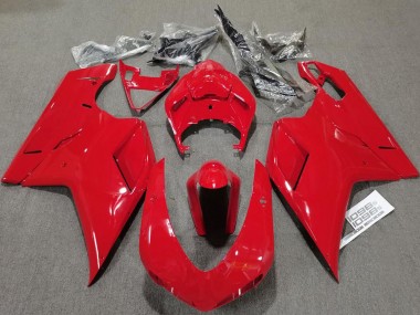 Rabatt Ducati 848 1098 1198 Motorrad Verkleidung 2007-2014 - Glanzendes Rot Schlichtes