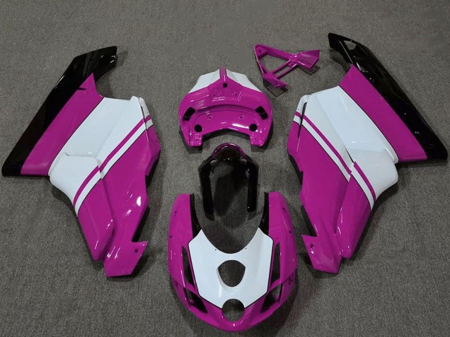 Rabatt Ducati 749 999 Motorrad Verkleidung 2003-2004 - Weiss Rosa Glanzendes Schwarz