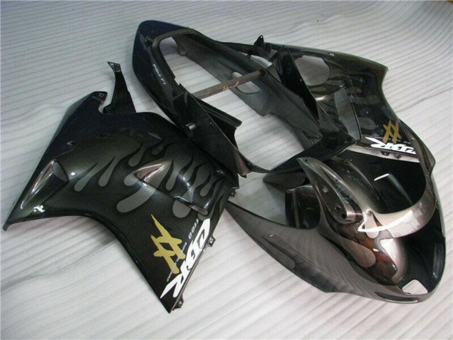 Rabatt Honda CBR1100XX Blackbird Motorrad Verkleidung 1996-2007 - Glanzendes Schwarz Silber Flamme