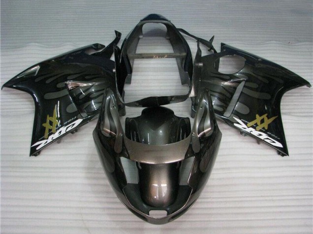Rabatt Honda CBR1100XX Blackbird Motorrad Verkleidung 1996-2007 - Glanzendes Schwarz Silber Flamme