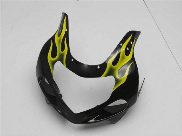 Rabatt Suzuki GSXR 600/750 Motorrad Verkleidung 2001-2003 - Glanzendes Schwarz Gelb Flamme