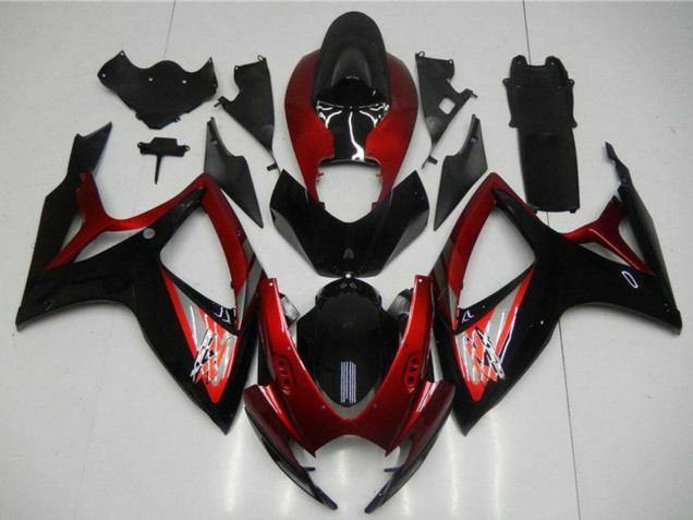 Rabatt Suzuki GSXR 600/750 Motorrad Verkleidung 2006-2007 - Rot Glanzendes Schwarz