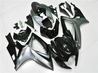 Rabatt Suzuki GSXR 600/750 Motorrad Verkleidung 2006-2007 - Silber Glanzendes Schwarz