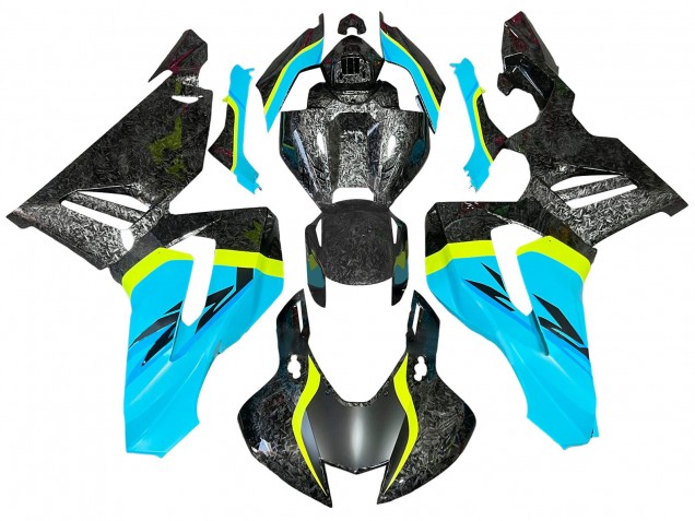 Rabatt Honda CBR1000RR-R Motorrad Verkleidung 2020-2023 - Hellblau Gelb Schwarz Geschmiedet Carbonfaser