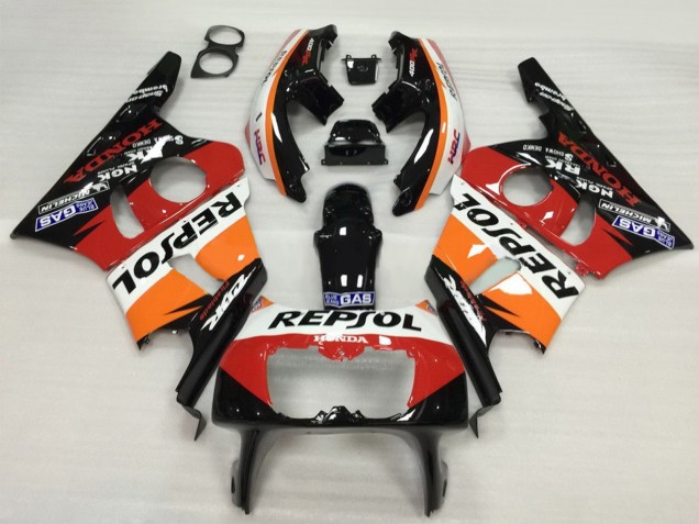 Rabatt Honda CBR400RR NC23 Motorrad Verkleidung 1987-1989 - Orange Weiss Rot Glanzendes Schwarz Repsol HRC