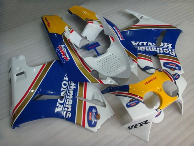 Rabatt Honda VFR400R NC30 Motorrad Verkleidung 1988-1992 - Weiss Blau Gelb Rothmans