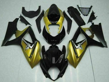 Rabatt Suzuki GSXR 1000 Motorrad Verkleidung 2007-2008 - Gold Glanzendes Schwarz Silber Aufkleber