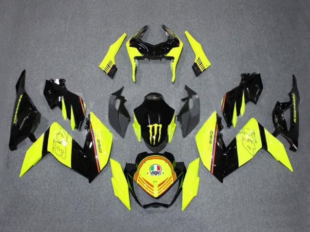 Rabatt Kawasaki Z250/Z300 Motorrad Verkleidung 2015-2016 - Gelb Glanzendes Schwarz Monster