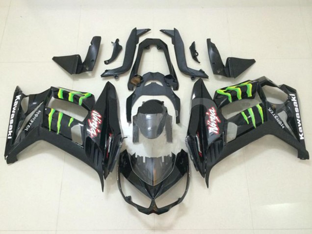 Rabatt Kawasaki Z1000SX Motorrad Verkleidung 2010-2016 - Glanzendes Schwarz Grun Monster