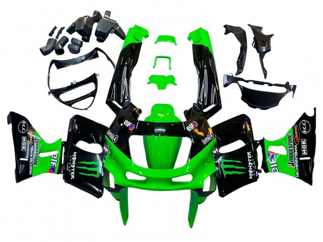 Rabatt Kawasaki ZZR600 Motorrad Verkleidung 1998-2003 - Grun Schwarz Monster Elf