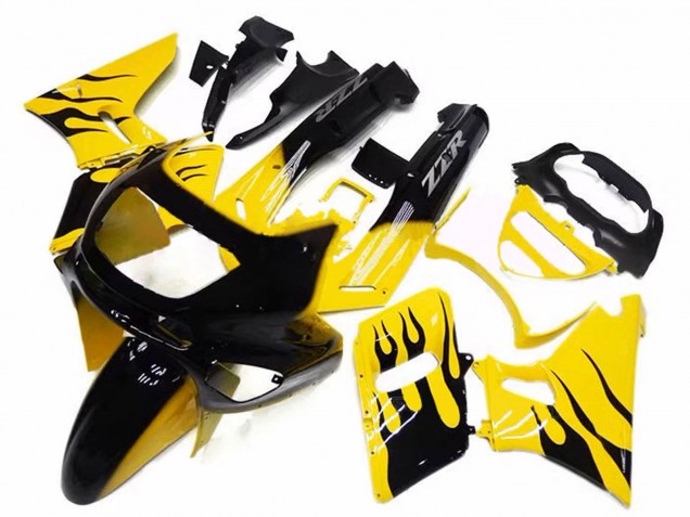 Rabatt Kawasaki ZZR600 Motorrad Verkleidung 1998-2003 - Gelb Schwarz Flamme