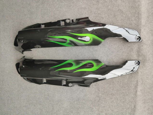 Rabatt Kawasaki ZZR1100 Motorrad Verkleidung 1993-2003 - Glanzendes Schwarz Grun Flamme