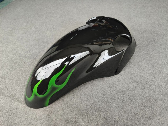 Rabatt Kawasaki ZZR1100 Motorrad Verkleidung 1993-2003 - Glanzendes Schwarz Grun Flamme