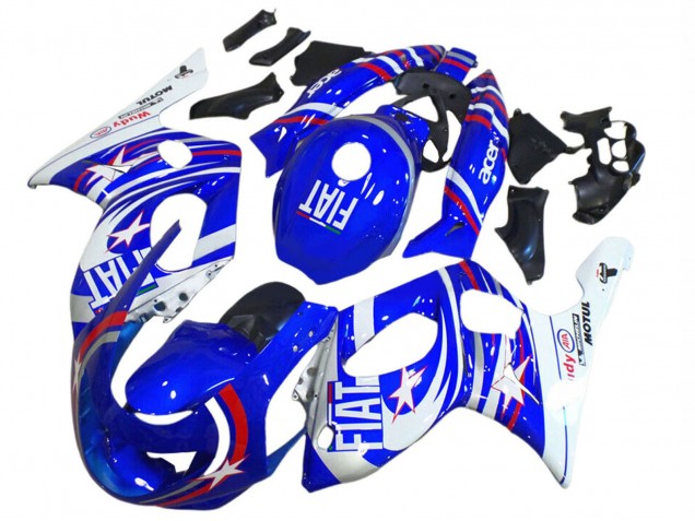 Rabatt Yamaha YZF600R Thundercat Motorrad Verkleidung 1996-2007 - Blau Weiss Silber Rot Fiat Motul