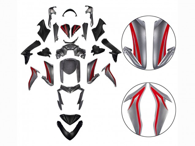 Rabatt Suzuki GSX-S 1000 Motorrad Verkleidung 2015-2020 - Rot Silber
