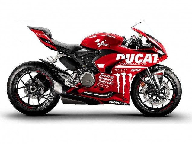 Rabatt Ducati Panigale V2 Motorrad Verkleidung 2020-2024 - Rot Glanzendes Schwarz Monster Corse