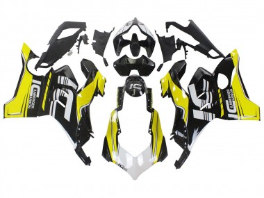 Rabatt Ducati Panigale V4 V4S Motorrad Verkleidung 2020-2021 - Gelb Weiss Glanzendes Schwarz