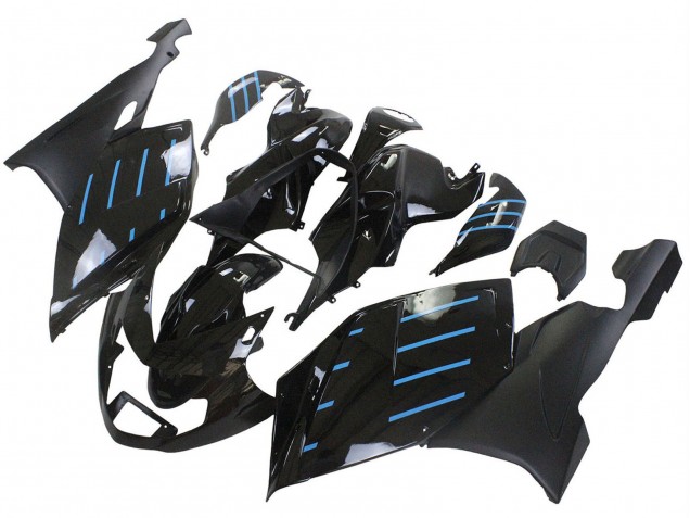Rabatt BMW K1200S Motorrad Verkleidung 2005-2010 - Glanzendes Schwarz Matt Schwarz Blau Linie