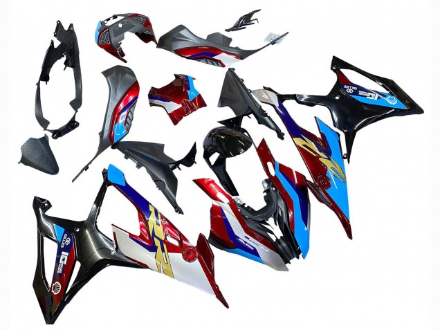 Rabatt BMW S1000RR Motorrad Verkleidung 2019-2022 - Weiss Blau Rot Schwarz