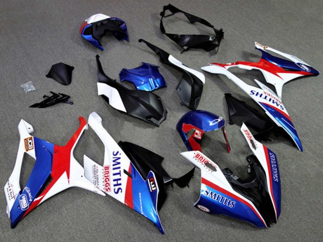 Rabatt BMW S1000RR Motorrad Verkleidung 2019-2022 - Weiss Blau Rot Smiths