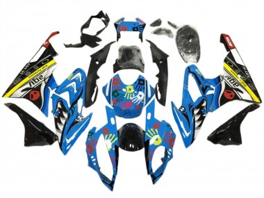 Rabatt BMW S1000RR Motorrad Verkleidung 2017-2018 - Blau Gelb Schwarz Hai
