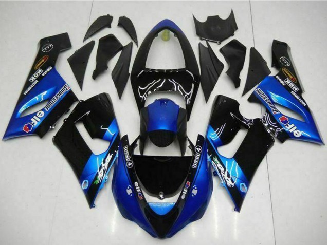 Rabatt Kawasaki ZX6R Motorrad Verkleidung 2005-2006 - Blau Glanzendes Schwarz Elf