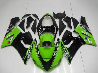 Rabatt Kawasaki ZX6R Motorrad Verkleidung 2005-2006 - Grun Glanzendes Schwarz Elf