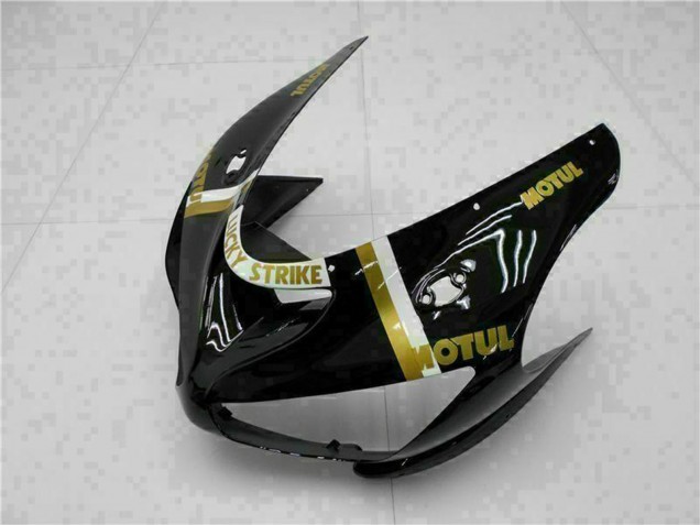 Rabatt Kawasaki ZX6R Motorrad Verkleidung 2005-2006 - Glanzendes Schwarz Weiss Gold Lucky Strike