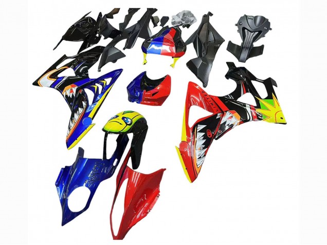 Rabatt BMW S1000RR Motorrad Verkleidung 2009-2014 - Rot Blau Gelb Hai