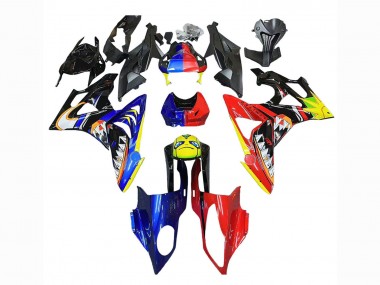 Rabatt BMW S1000RR Motorrad Verkleidung 2009-2014 - Rot Blau Gelb Hai