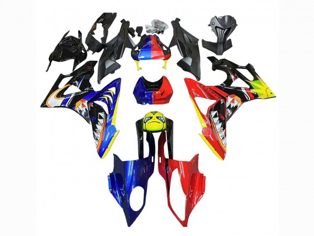 Rabatt BMW S1000RR Motorrad Verkleidung 2009-2014 - Rot Blau Gelb Hai
