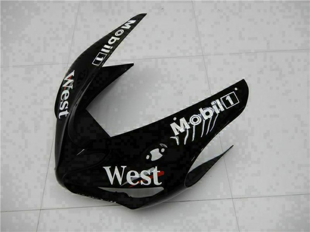 Rabatt Kawasaki ZX6R Motorrad Verkleidung 2005-2006 - Glanzendes Schwarz Weiss West
