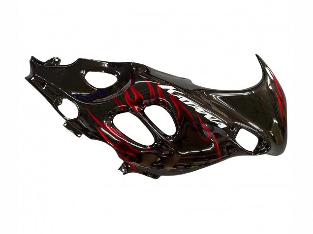 Rabatt Suzuki GSX600F/GSX750F Motorrad Verkleidung 2004-2006 - Glanzendes Schwarz Rot Flamme