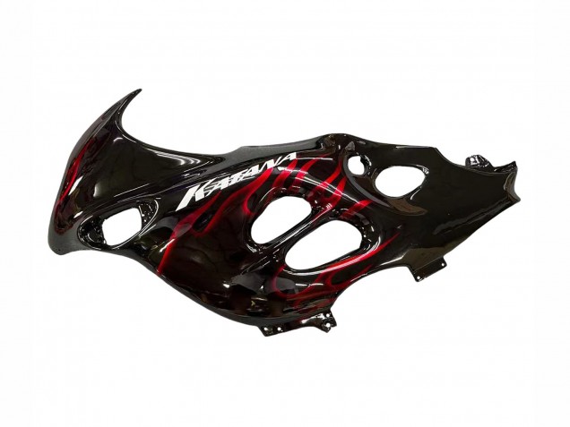 Rabatt Suzuki GSX600F/GSX750F Motorrad Verkleidung 2004-2006 - Glanzendes Schwarz Rot Flamme