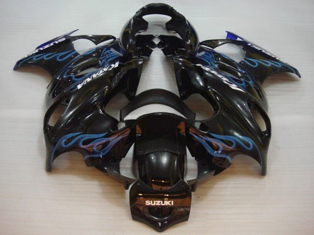 Rabatt Suzuki GSX600F/GSX750F Motorrad Verkleidung 2004-2006 - Glanzendes Schwarz Blau Flamme