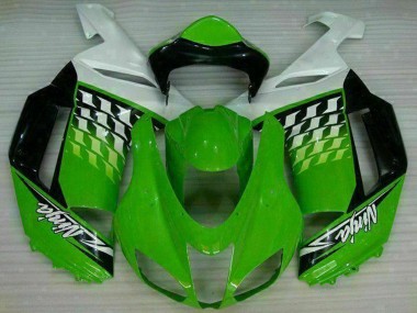 Rabatt Kawasaki ZX6R Motorrad Verkleidung 2007-2008 - Grun Weiss Ninja