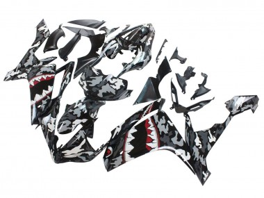 Rabatt Yamaha YZF 1000 R1 Motorrad Verkleidung 2007-2008 - Grau Weiss Camouflage Hai