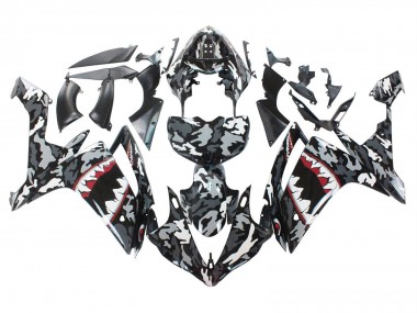 Rabatt Yamaha YZF 1000 R1 Motorrad Verkleidung 2007-2008 - Grau Weiss Camouflage Hai