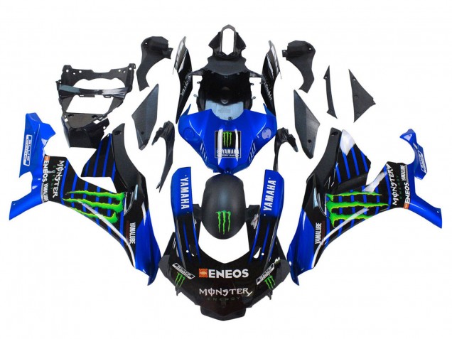 Rabatt Yamaha YZF 1000 R1 Motorrad Verkleidung 2015-2019 - Blau Matt Schwarz Grun Monster ENEOS