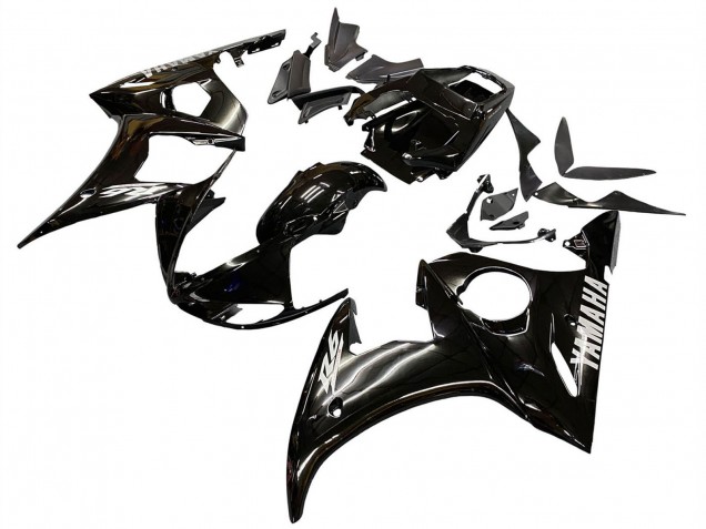 Rabatt Yamaha YZF R6S Motorrad Verkleidung 2006-2009 - Glanzendes Schwarz Weiss Aufkleber