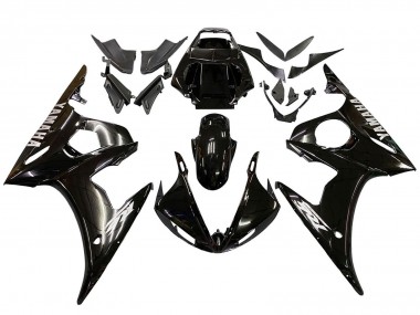 Rabatt Yamaha YZF R6S Motorrad Verkleidung 2006-2009 - Glanzendes Schwarz Weiss Aufkleber