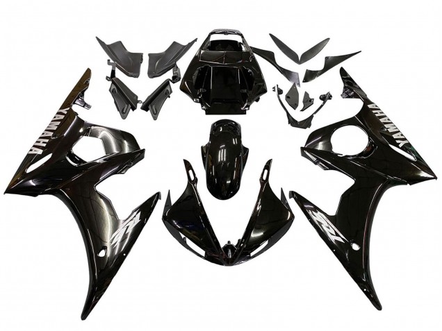 Rabatt Yamaha YZF R6S Motorrad Verkleidung 2006-2009 - Glanzendes Schwarz Weiss Aufkleber