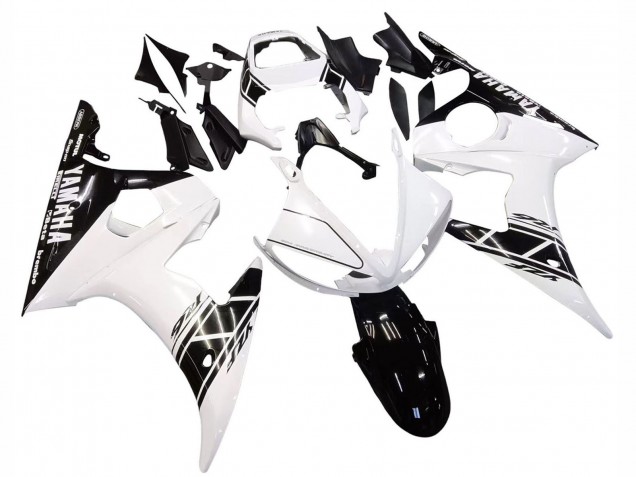 Rabatt Yamaha YZF R6S Motorrad Verkleidung 2006-2009 - Weiss Glanzendes Schwarz