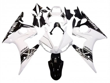 Rabatt Yamaha YZF R6S Motorrad Verkleidung 2006-2009 - Weiss Glanzendes Schwarz
