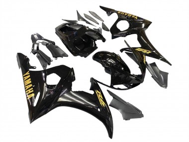 Rabatt Yamaha YZF R6S Motorrad Verkleidung 2006-2009 - Glanzendes Schwarz Gold Aufkleber